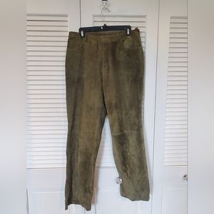 Army green suede pant size 10